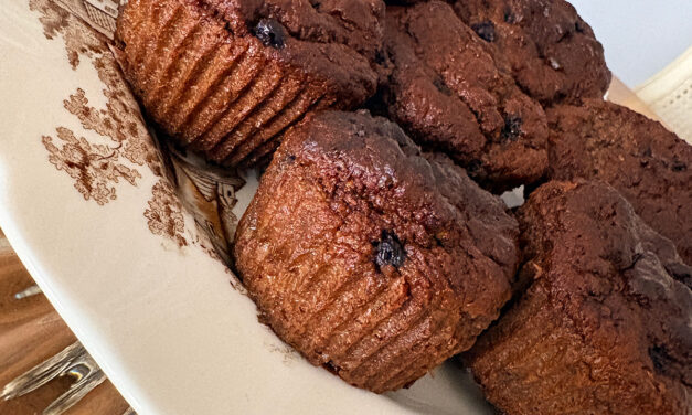 High Protein Chocolate Blueberry Muffins